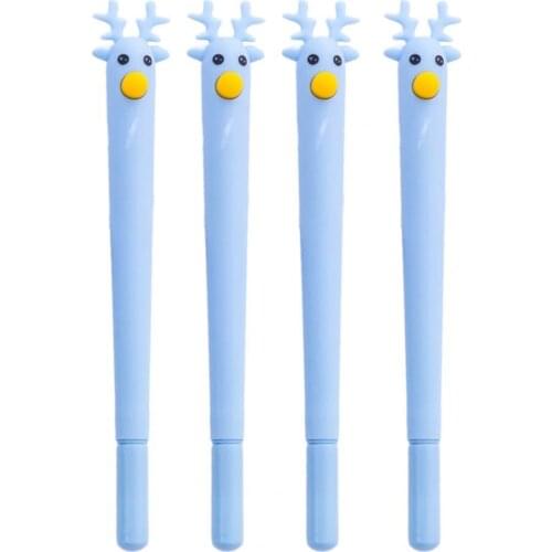 4Pcs Black Ink Gel Pens Creative Quick Drying Christmas Elk Writing Gel Pen Girls Boys School Supplies
