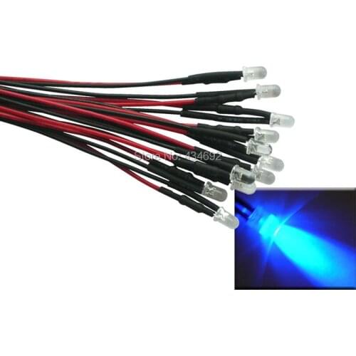 40pcs 3mm Round Top Purple Prewired led Pre-Wired LED Light Lamp Bulb Cable Diodes DC12V For Boat/Car/Tree Decoration