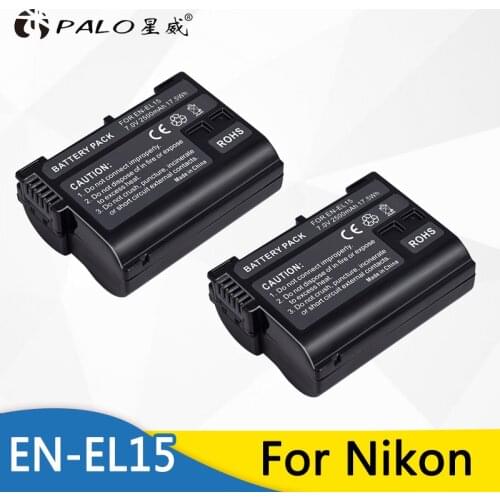 PALO 2pcs EN-EL15 2499mAh Camera Battery for Nikon D500,D600,D610,D750,D7000,D7100,D7200,D800,D850,D810,D810A&1 V1