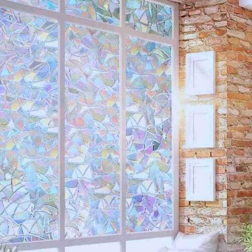 3D No Glue Static Decorative Privacy Window Rainbow Films for Stained Glass Self-Adhesive FilmGlass Sticker