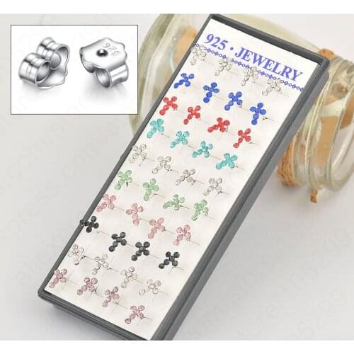 Cheap Sale Modern Fashion Cross AAA Crystal Stud Earrings For Woman Girls,925 Sterling Silver +925 Back Stoppers Jewelry