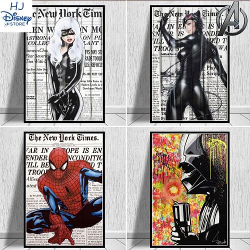 Disney Spiderman Superhero Marvel Anime Canvas Painting The Avengers Poster Prints Wall Picture for Kids Room Decoration Cuadros