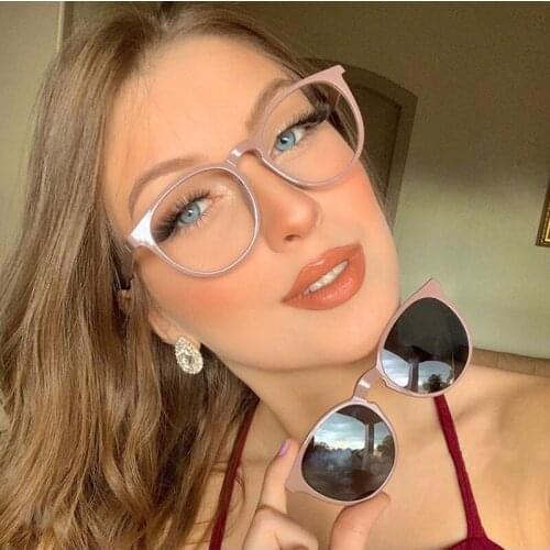 Feishini 2021 High Quality Red Computer Glasses Ladies Brand Protector Goggles Brand Vintage Anti Blue Rays Eye Glasses Women