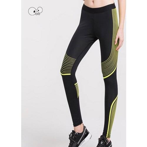 Hot Sale Striped Printed Yoga Compression Tights Pants Women Quick Dry Running Jogging Bodybuilding Gym Workout Fitness Leggings