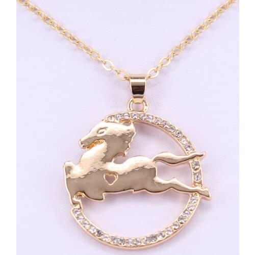 Hzew cute round pendant necklace horse necklaces gift