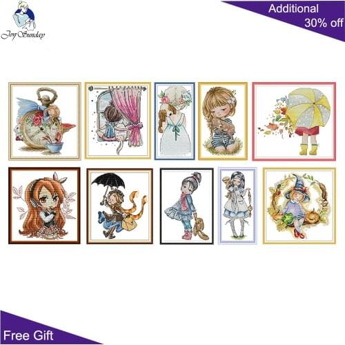 Joy Sunday Little Girl Home Decor KB025 KB038 KB042 KB080 KB083 RA352 RA353 RA354 RA366 RA369 Counted Stamped Girl Cross Stitch