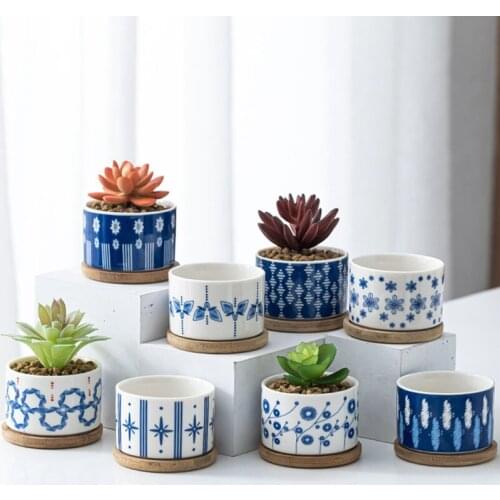 Ceramic Flower Pot Mini Planter Hand-painting Furnishings Fairy Garden Decoration Miniature Model Succulent Pot Container Crafts