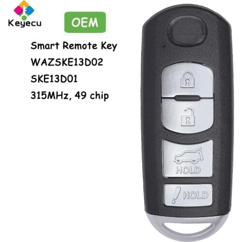 KEYECU OEM Smart Remote Car Key With 4 Buttons FSK 315MHz 49 Chip for Mazda SUV CX-9 CX5 2016 2017 2018 Fob WAZSKE13D02 SKE13D01