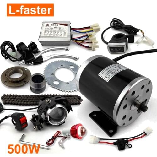 500W Electric Mini Bike Motor Kit With 25H Chain Drive 55T Freewheel Sprocket Trigger Speed Control LED Lens Light