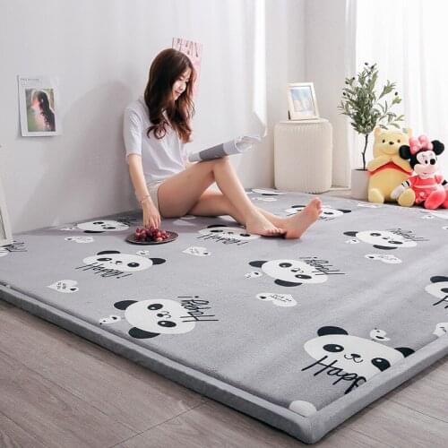 Short Plush Mat 2CM Thickness Coral Velvet Cushion 200x200CM Large Baby Play Mat Living Room Machine Washable Pad