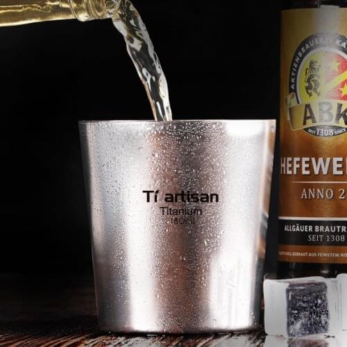 Tiartisan New Arrival Double Layer Camping Titanium Coffee Water Beer Wine Whiskey Cup Stack Mug 180ML for Outdoor Travel home