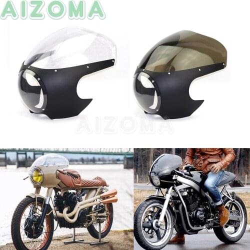Matte Black 5.75'' Headlight Fairing Retro Cafe Racer Custom Windscreen Cowl For Chopper Yamaha Honda BMW Scrambler Triumph