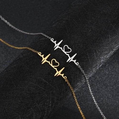 2021 Trend New Fashion Simple Metal Geometric Stainless Steel Heart-shaped Men And Women Couple Necklace Valentines Day Gift