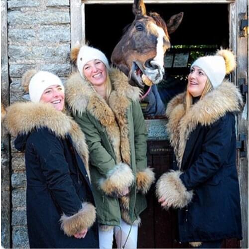 2021 Women Winter Coat Real Fur Coat Long Waterproof Parka Fur Jackets Removable Raccoon Fur Hood and Real Fox Fur Liner