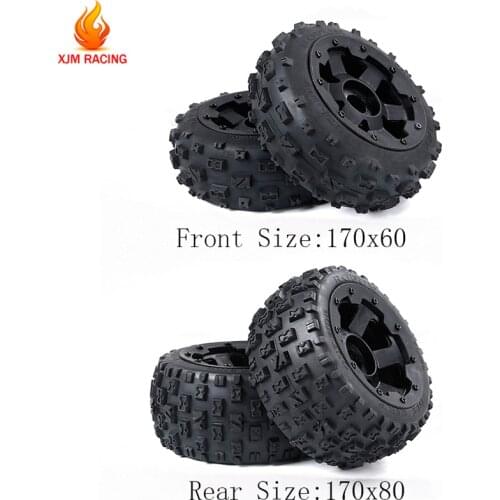 Front or Rear Knobby Tyres and Wheel Hub Set for 1/5 Hpi Rovan Km Baja 5b Rc Car Parts