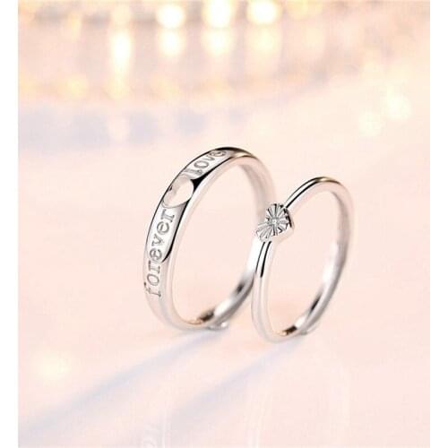 Popular Heart Ring Forever Love Mens Womens Band Promise Couple Rings Wedding Engagement