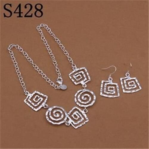 S428 Wholesale Silver Color Jewelry Sets Factory Price Fashion Jewelry Set Necklace Earring /aoaajfha
