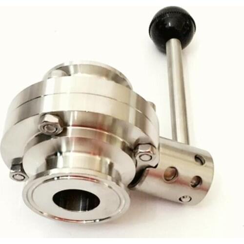 Fit 51mm Pipe OD x 2" Tri Clamp Sanitary Butterfly Flow Control Valve SUS 316L Stainless Beer Brewing Home