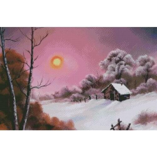 Snow scene Cross Stitch Kits Oil painting vase Counted Needlework Embroidery Crafts 14ct Unprinted DIY Arts Handmade Home Decor