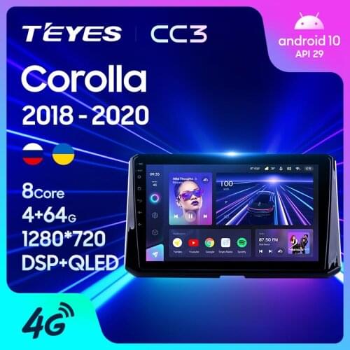 TEYES CC3 For Toyota Corolla 12 2018 - 2020 Car Radio Multimedia Video Player Navigation stereo GPS Android 10 No 2din 2 din dvd