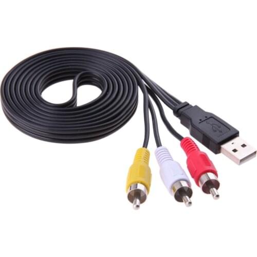 USB 2.0 A Male to 3 RCA Male AV A/V Cable Adapter USB to RCA Audio Video Converter Cable 5FT 1.5M