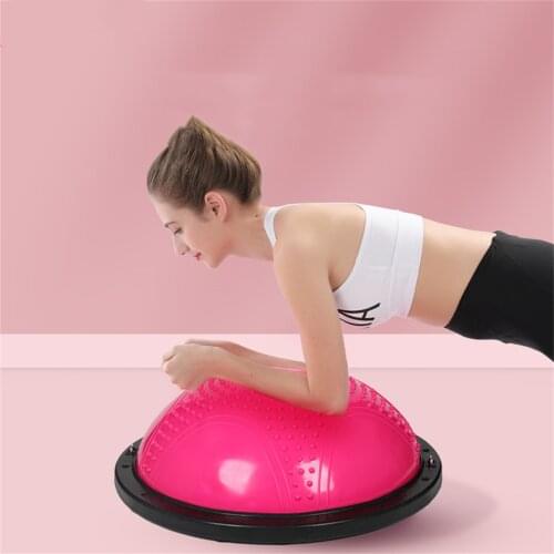 58cm Yoga Balance Half Ball Thickened Anti-Slip Explosion-Proof Wave Speed Ball with Resistant Band for Strength Core Exercise