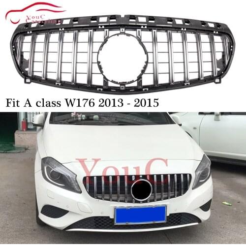 W176 GT grille Pre-facelift Front GT R GTR Grill Grills Mesh for Mercedes A class A180 A200 A250 A45 AMG 2012 - 2015 Silver