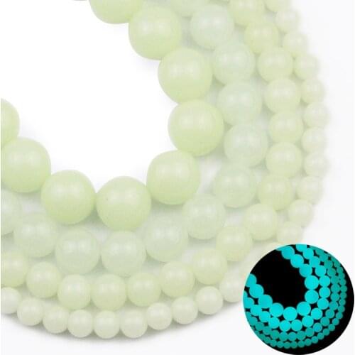 Luminous Glowing In The Dark Aquamarine Natural Stone 6 8 10 12mm Round Beads for Jewelry Making DIY Bracelet Women Yoga Jewelry