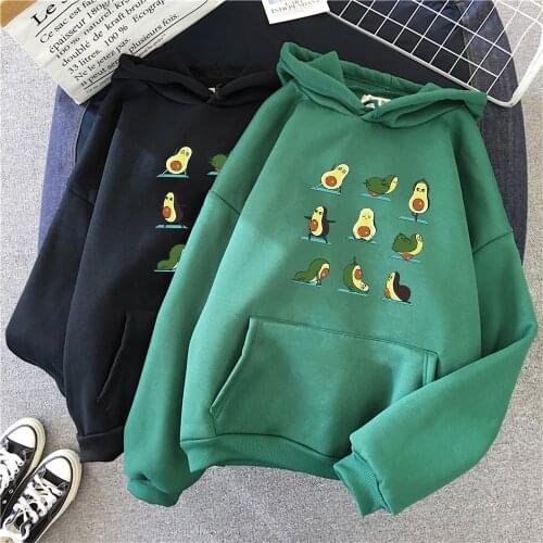 2020 Fashion Avocado Green Sweatshirt Ladies Plus Velvet Winter New Harajuku Retro Plus Size Casual Womens Hooded Jacket