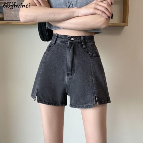 Designer Shorts Women Split Denim Slender Hot Girls Solid High Waist Fashion Korean Style Comfort All-match Females Daily Casual