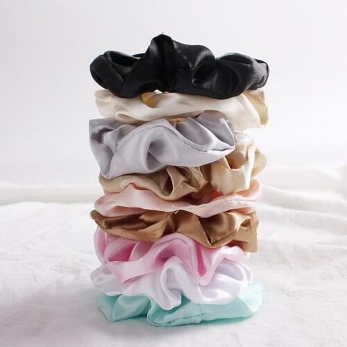 Women Silk Scrunchie Elastic Handmade Multicolor Hair Band Ponytail Holder Headband Hair Accessories 1PC Satin Silk Solid Color