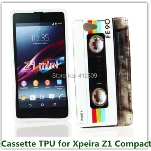1PCS Drop Shipping Fashion Rerto Cassette Tape Radio Pattern Case for Sony Xperia Z1 MINI /Z1 Compact / M51w D5503 Phone Bag