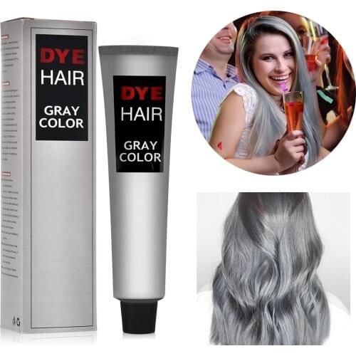 100ML Smoky Gray Hair Dye Punk Style Light Gray Silver Color Nature Semi Permanent Hair Dye Cream Fashion Cosmetic Beauty Hair