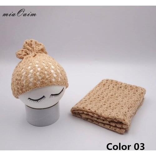 2Colors in One lot Baby Wrap and Bonnet Hat Full Set Newborn Photography Props Newborn Winter Cute Hats Cap Knitted Kids Beanie