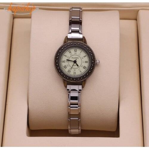 Hapiship 2020 Fashion Men Womens Stainless Steel Retro Simple Watch Bracelet Bangle For Friend Wife Birthday Gift G011