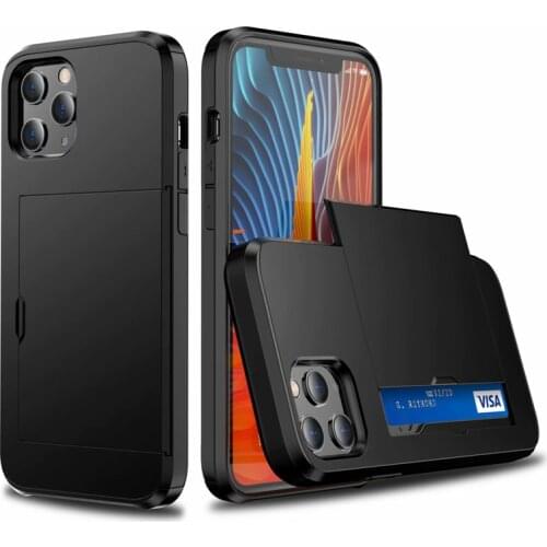 For Iphone 12 11 Pro Max XS X XR SE 2020 Case Slide Wallet Card Slot Holder Armor Cover For Iphone 12 Mini 7 8 6 6S Plus 5 Coque