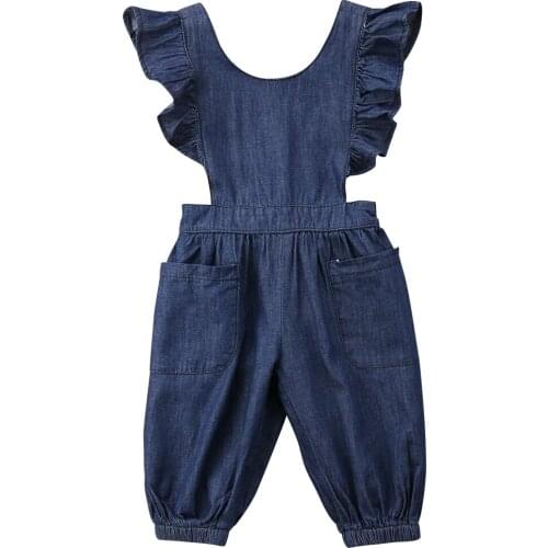 Citgeett Newborn Infant Baby Girls Flying Sleeves Denim Romper Overalls Jumpsuit Outfits Sunsuit Cute Summer Clothes