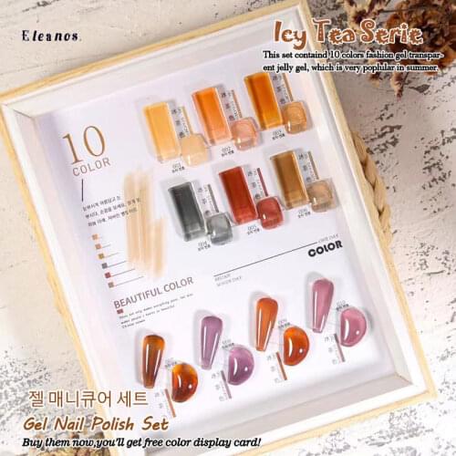 Eleanos Gel Polish 15ml Transparent Jelly Brown Tea Serie Semi Permanent Varnish UV Polish Set Nail Art Professional Nail Gel