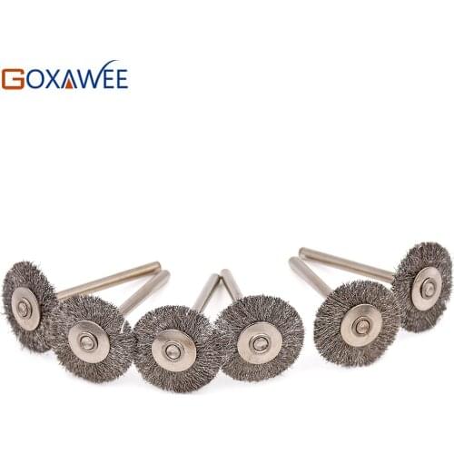 GOXAWEE 50pcs 22mm Stainless Steel Wire Wheel Brush Polishing Rotary Tool for Mini Drill Dremel Polishing Abrasive Tools