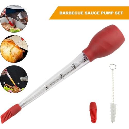 Turkey Seasoning Pump Barbecue Tool with Cleaning Brush Seasoning Pipe Belt Cleaning Brush