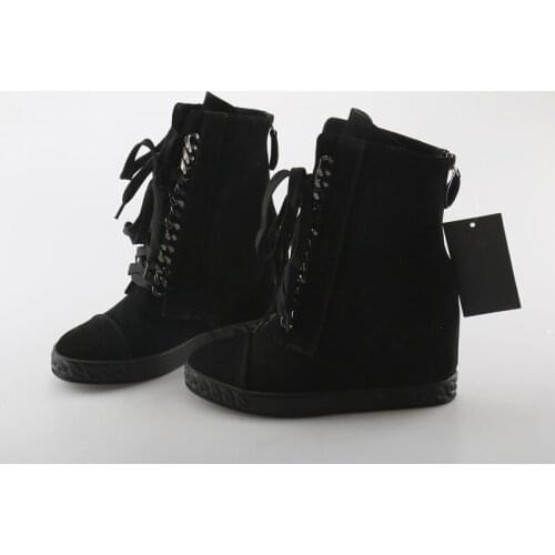 Brand Autumn Shoes Height Increasing Fashion Casual Platform Shoes Breathable Lace Up Hidden Wedges Sneakers Boots For Women