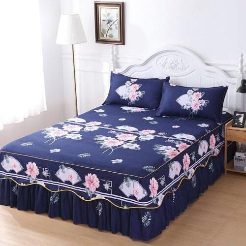 1PCS Lace Bed Sheet 2020 New Flower Printed Fitted Sheet Cover Home Graceful Bedspread Bed Linens Bedroom Decor Mattress