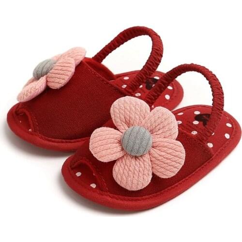 Summer Baby Girls Flower Elastic Band Soft Soled Breathable Anti-Slip Toddler Sandals 2021