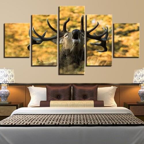 Wall Art Pictures Canvas Paintings 5 Panel Snow Mountain Cherry Blossom HD Printed Modular Home Decor Posters Modern