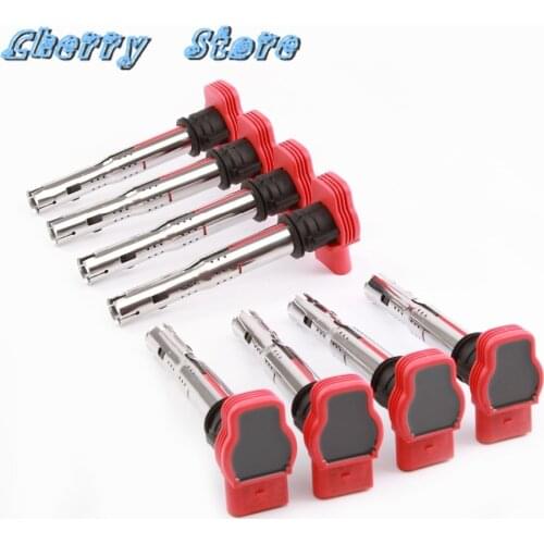 NEW 06E 905 115 8Pcs Red Ignition Coil For AUDI A4 A5 A6 Allroad A7 A8 Q5 Q7 R8 VW Touareg 3.0 3.2 V6 UF-529 C1631 06E905115B