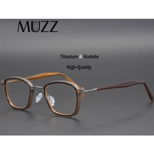 Titanium & Acetate Optical Glasses Frame Men Women Square Prescription Myopia Eyeglasses Frame Retro Luxury Brand Japan Eyewear