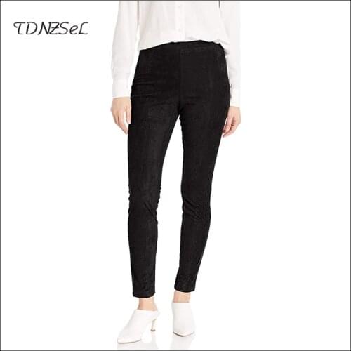 Autumn Women Faux Suede Leather Pencil Pants Black Skinny Seamless Leggings Stretch Slim Casual Lady Burgundy Trousers Custom