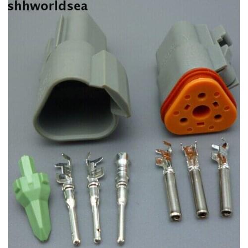 Shhworldsea 5set DT06-3s and DT04-3p Original 3 pin Waterproof Electrical Wire Connector Plug Automotive Connector terminal
