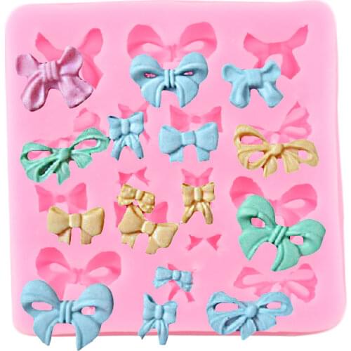 Bow Tie Silicone Mold Baby Birthday Cupcake Topper Fondant Molds Cake Decorating Tools Chocolate Gumpaste Candy Clay Resin Mould