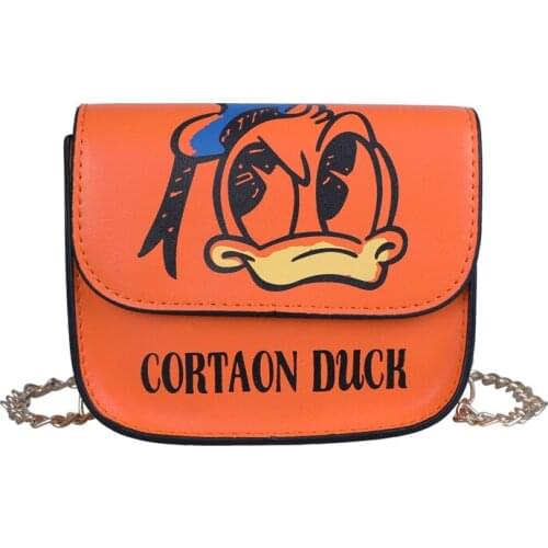Disney cartoon Minnie Mickey Mouse Donald Duck boy girl female fashion print pu chain shoulder bag messenger bag